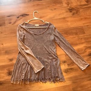 Grayish-Purple Flowy Long Sleeved Top